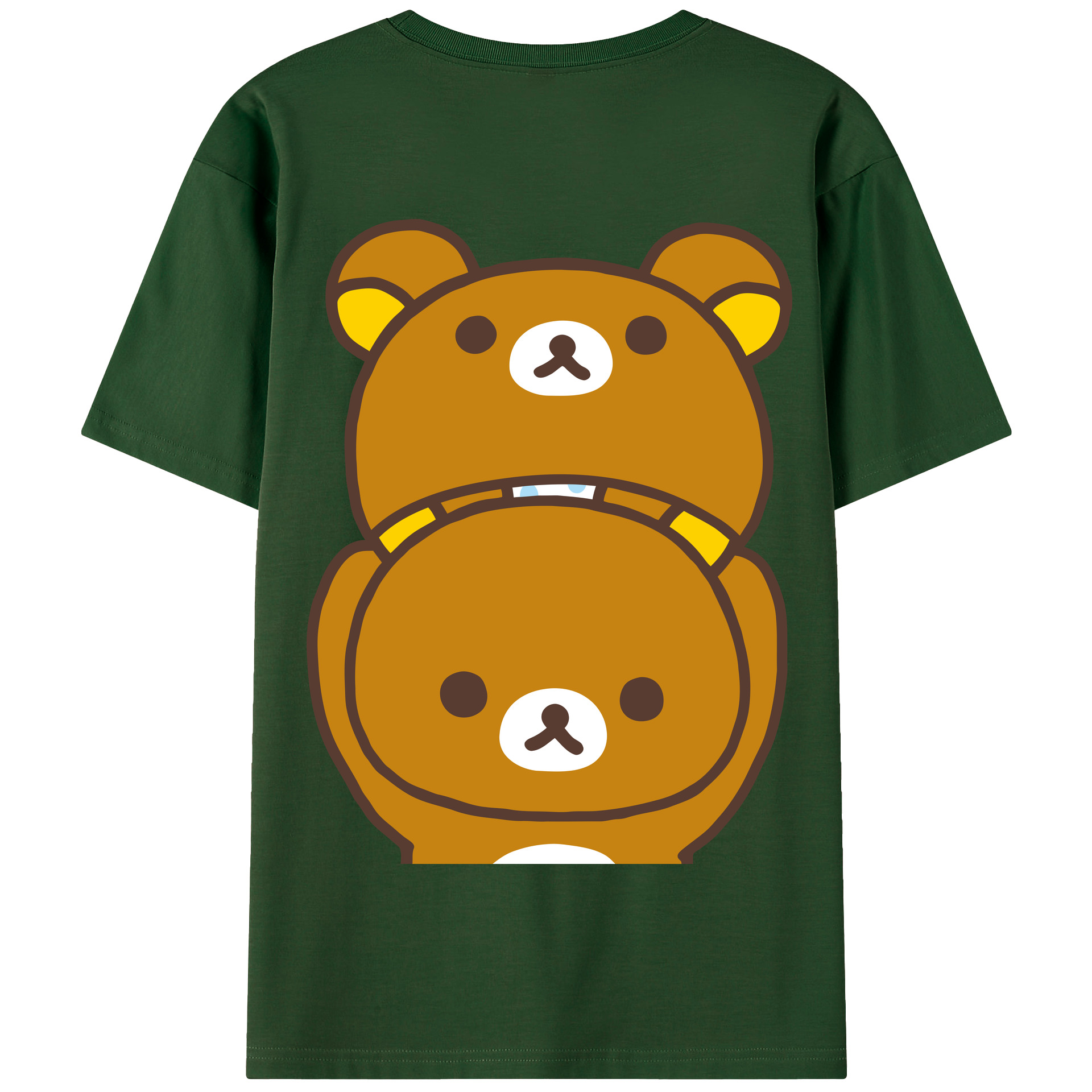 （画像用） リラックマ リラックマ キイロイトリ Rilakkuma Korilakkuma Kiiroitori 綿100％半袖Tシャツ（背面プリント）